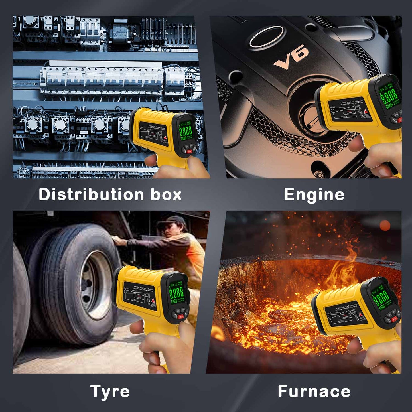 Surpeer Infrared Thermometer High Temperature Gun -58℉~2732℉, 50:1 Distance Ratio, Digital Laser IR Temp Gun for Cooking, Pizza Oven, Engine, Kilns, Forges, Industry, and Home Repair.