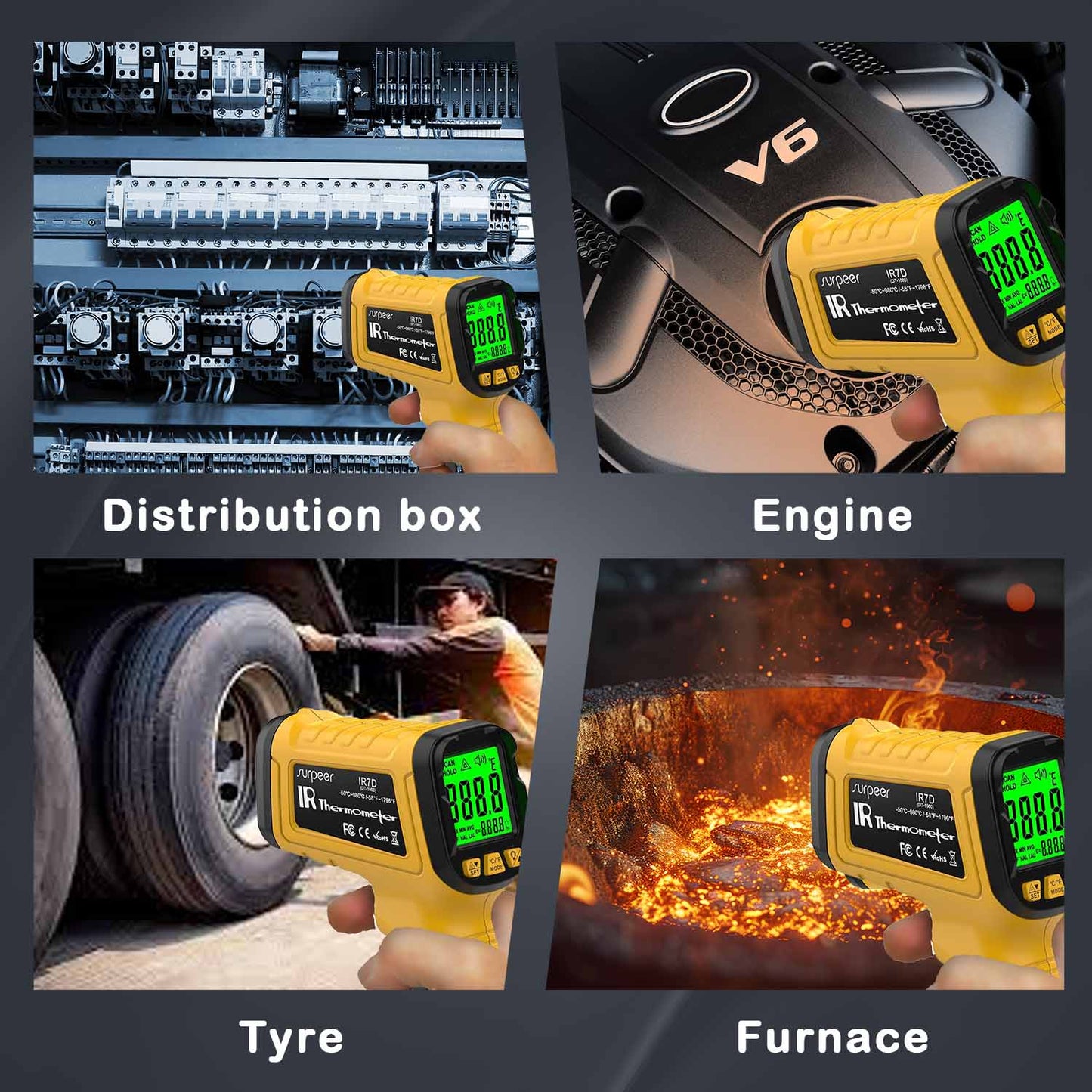 Surpeer Infrared Thermometer Gun -58°F to 1796°F, 50:1